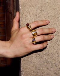 The Citrine Half Moon Statement Ring- Gold view 2