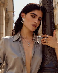 Luv Aj Cleopatra Shaker Studs in Gold, on model View 6