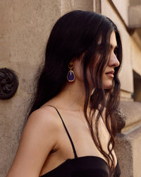 Luv Aj Cleopatra Stone Studs in Gold, on model View 7