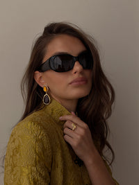The Cleopatra Stone Studs- Gold view 2