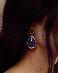 The Cleopatra Stone Studs- Silver view 2