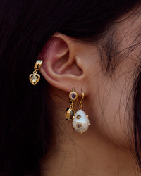 Luv Aj Dotted Theodora Pearl Hook Earrings in Gold, on model View 2