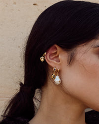 The Dotted Theodora Pearl Hook Earrings- Silver view 2