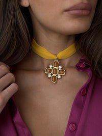 The Elizabeth Cross Wrap Necklace- Gold view 2