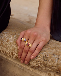 Luv Aj Elizabeth Garnet Ring in Gold, on model View 2