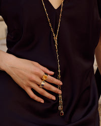The Elizabeth Garnet Stone Wrap Necklace- Silver view 2