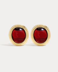Luv Aj Elizabeth Garnet Studs in Gold, product shot View 1