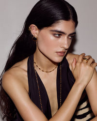 Luv Aj Elizabeth Garnet Studs in Gold, on model View 5