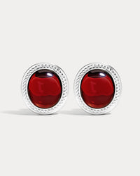 The Elizabeth Garnet Studs- Silver