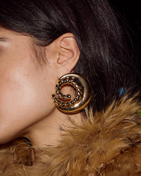 Luv Aj Matilda Coil Studs in Gold, on model View 2