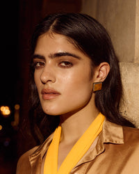 Luv Aj Matilda Stone Studs in Gold, on model View 2