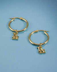The MLB XL Logo Charm Hoops- Silver view 2