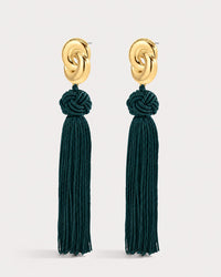 The Solstice Knot Tassel Earrings- Emerald