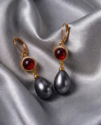 Luv Aj Theodora Tahitian Pearl Hooks in Gold, flat lay View 3