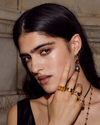 Luv Aj Theodora Tahitian Pearl Hooks in Gold, on model View 2