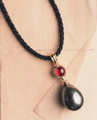 Luv Aj Theodora Tahitian Pearl Necklace in Gold, flat lay View 3