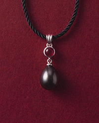 Luv Aj Theodora Tahitian Pearl Necklace in Silver, flat lay View 3