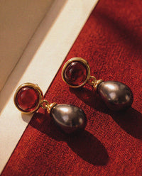 Luv Aj Theodora Tahitian Pearl Studs in Gold, flat lay View 3