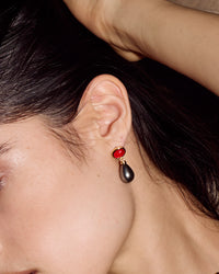 Luv Aj Theodora Tahitian Pearl Studs in Gold, on model View 4