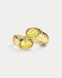 Luv Aj Twisted Citrine Ring in Gold, product shot View 1