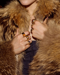 Luv Aj Twisted Citrine Ring in Gold, on model View 3