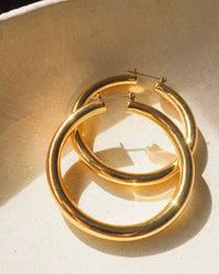 Amalfi Tube Hoops- Gold (Ships Mid May) View 6