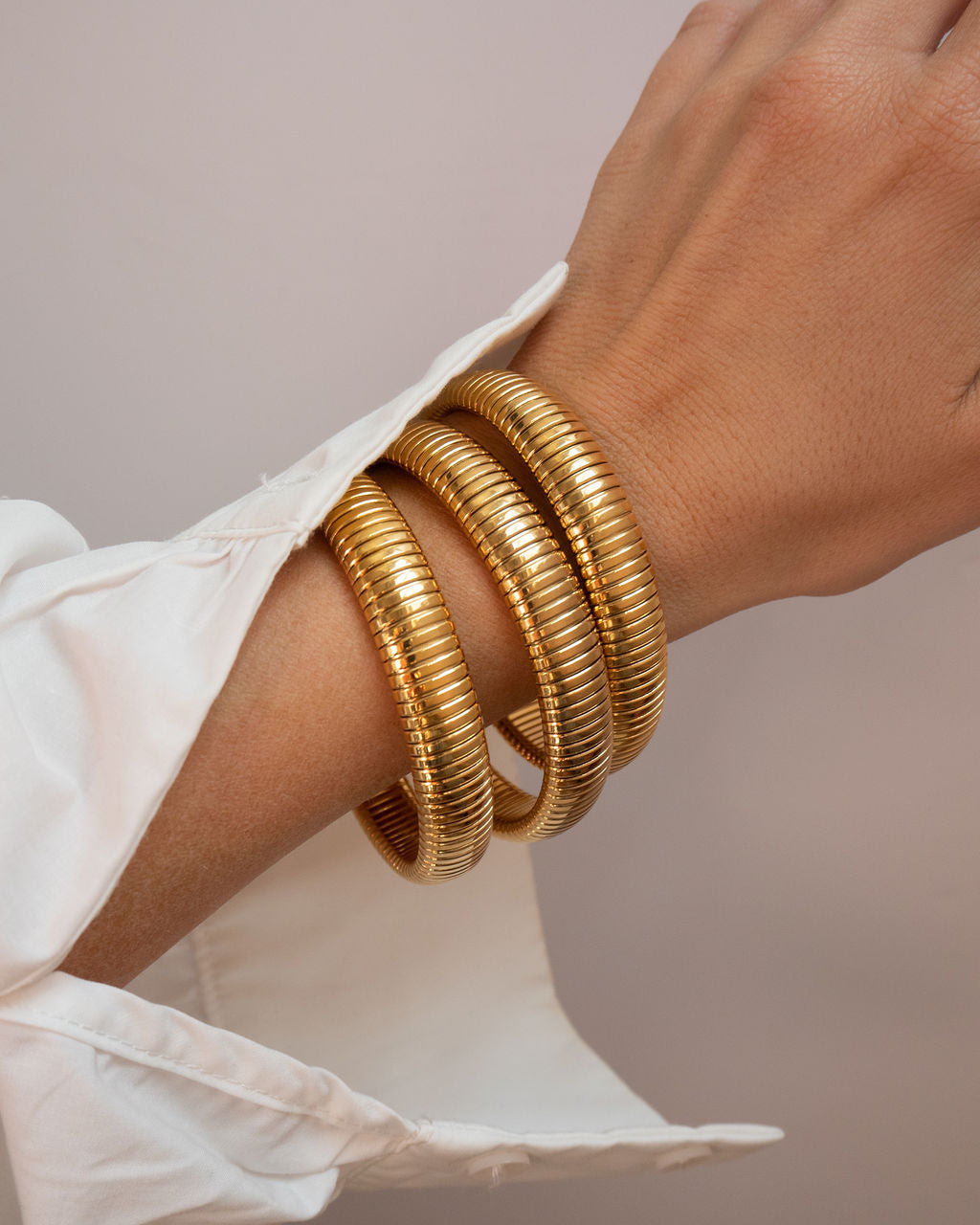 Flex Snake Chain Bracelet- Set of 3 (12mm wide)- Gold | Luv Aj