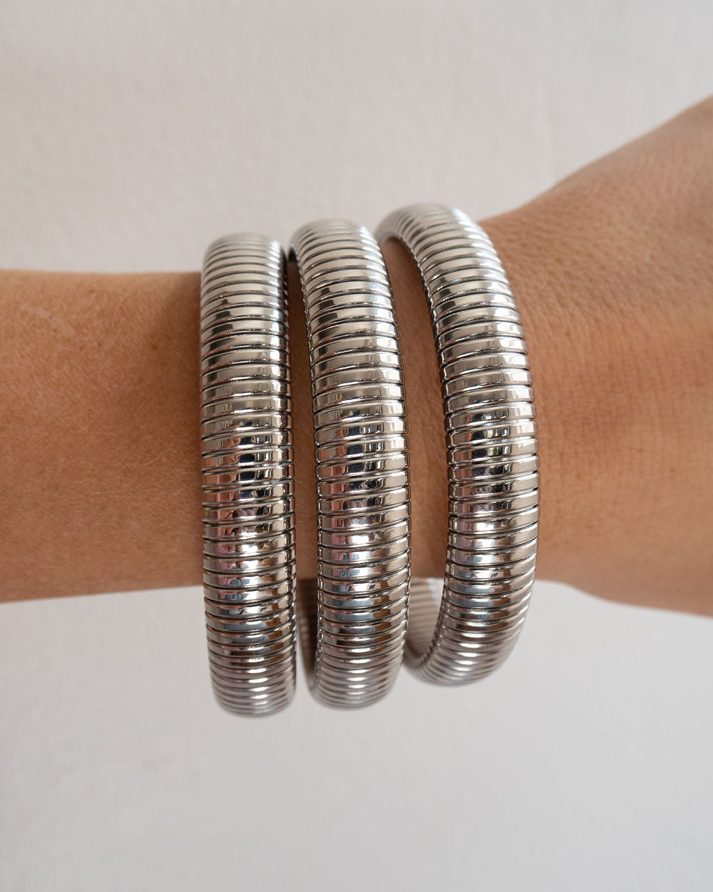 Flex Snake Chain Bracelet- Set of 3 (12mm wide)- Silver | Luv Aj