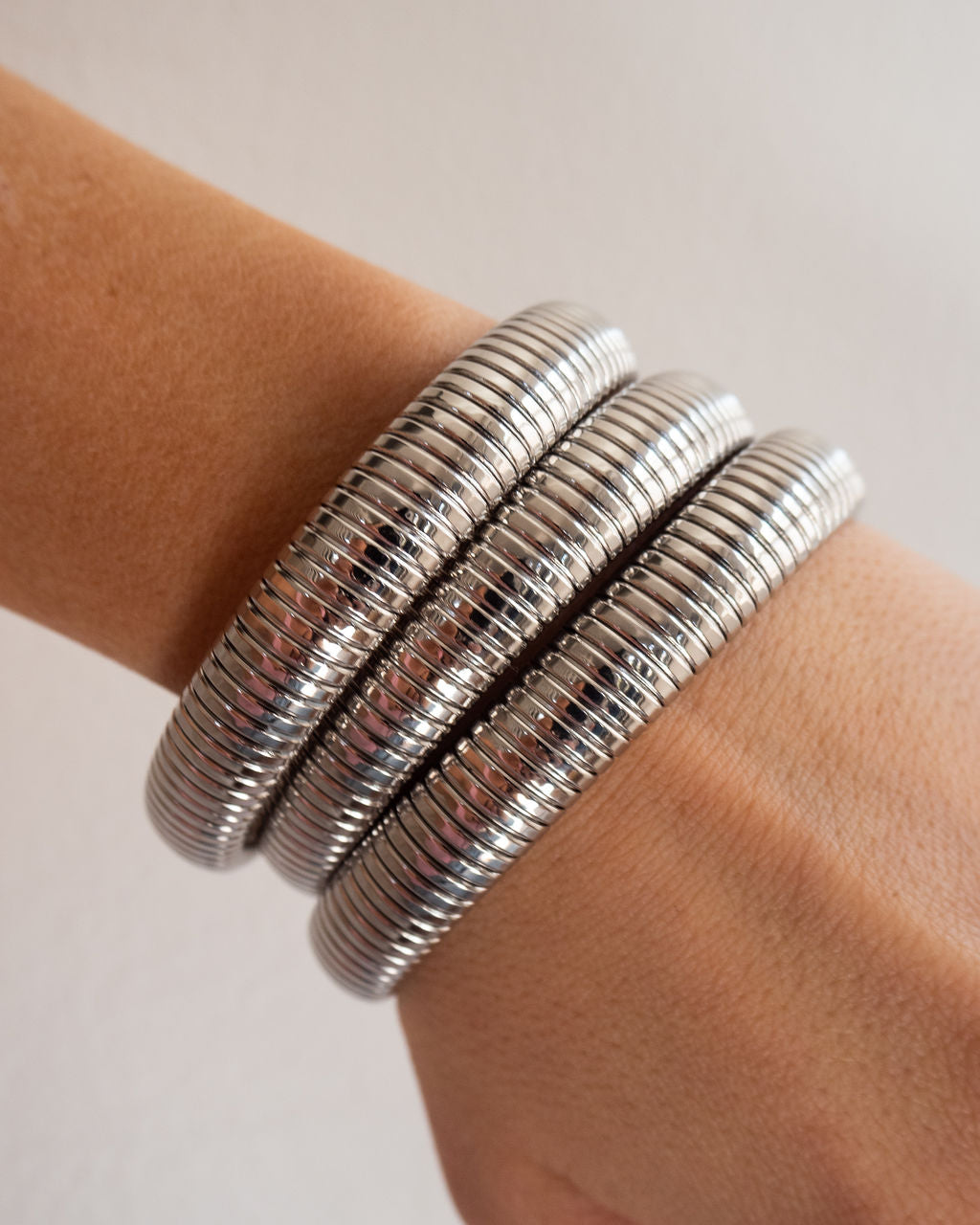 Flex Snake Chain Bracelet- Set of 3 (12mm wide)- Silver | Luv Aj