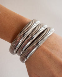 Flex Snake Chain Bracelet- Set of 3 (12mm wide)- Silver View 3