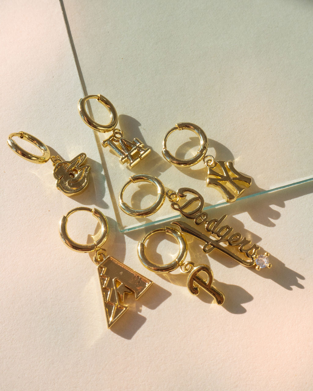 The MLB Logo Charm Hoops from Luv AJ | Luv Aj
