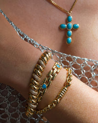 Heart Stone Link Bracelet- Gold View 4