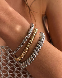 Pave Ridged Marbella Bracelet- Gold view 2