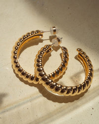 XL Ridged Hoops- Gold View 3