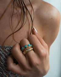 Ridged Marbella Ring- Gold View 4