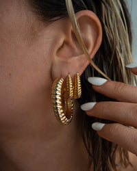 XL Ridged Hoops- Gold View 2