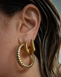 Ridged Marbella Hoops- Gold View 6