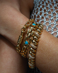 Pave Ridged Marbella Bracelet- Gold View 2