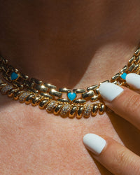 Heart Stone Link Necklace- Silver view 2