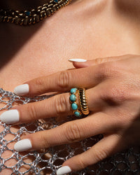 Ridged Marbella Ring- Gold view 2