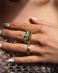 Turquoise Stone Ring- Gold View 2