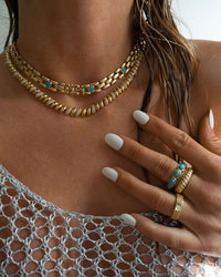 Pave Ridged Marbella Necklace- Gold view 2
