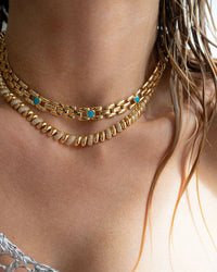 Pave Ridged Marbella Necklace- Gold view 2