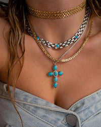 Heart Stone Link Necklace- Silver view 2