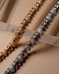 Pave Ridged Marbella Necklace- Silver View 4