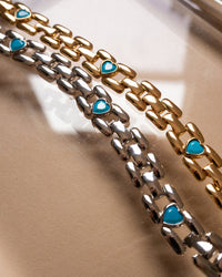 Heart Stone Link Bracelet- Gold View 2