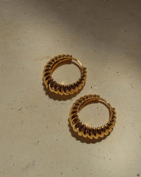 Ridged Marbella Hoops- Gold view 2