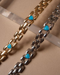 Heart Stone Link Bracelet- Silver View 3