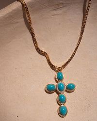 Turquoise Cross Necklace- Silver View 4