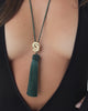 Luv Aj The Solstice Knot Tassel Necklace in Emerald, on model video
